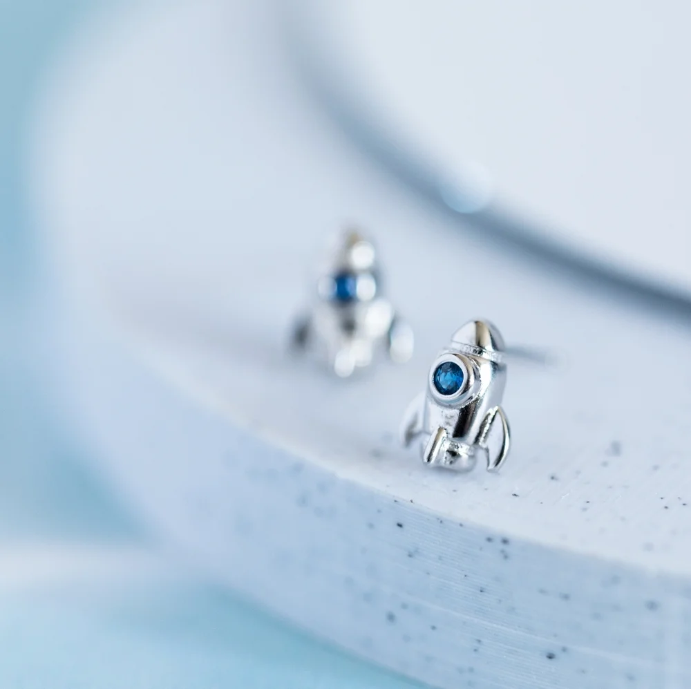 Silver Rocketship Studs (S925) - Only 2 left! - Picture 7 of 8